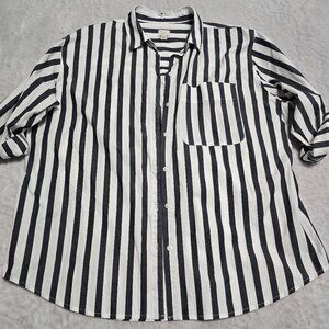 A New Day navy/white stripe Button Down Oversized Tunic Shirt